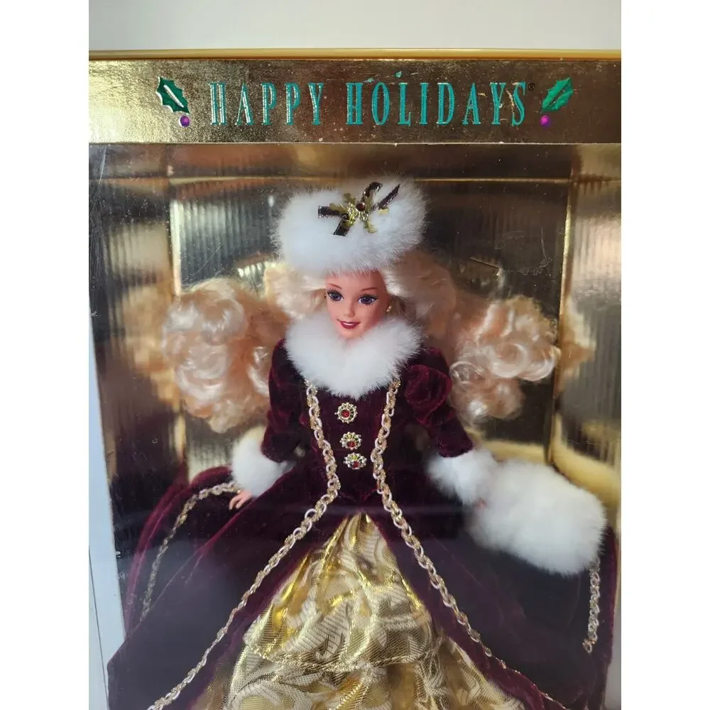 1996 BARBIE Happy Holidays Special Edition Mattel 15646 NRFB Coat Fur Burgandy